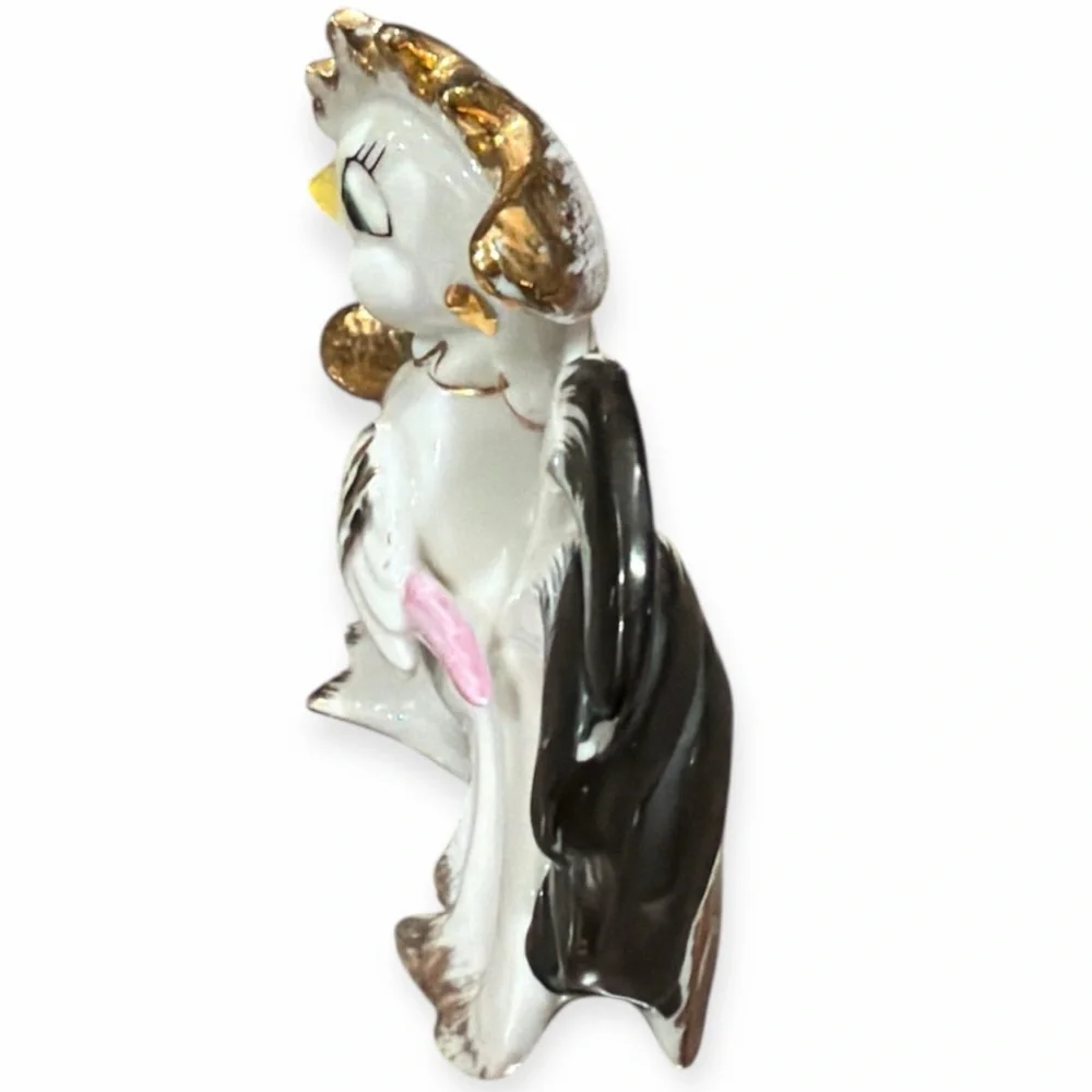 Vintage Thames Rooster With Umbrella Figurine Porcelain White Farm Chicken - Picture 3 of 6